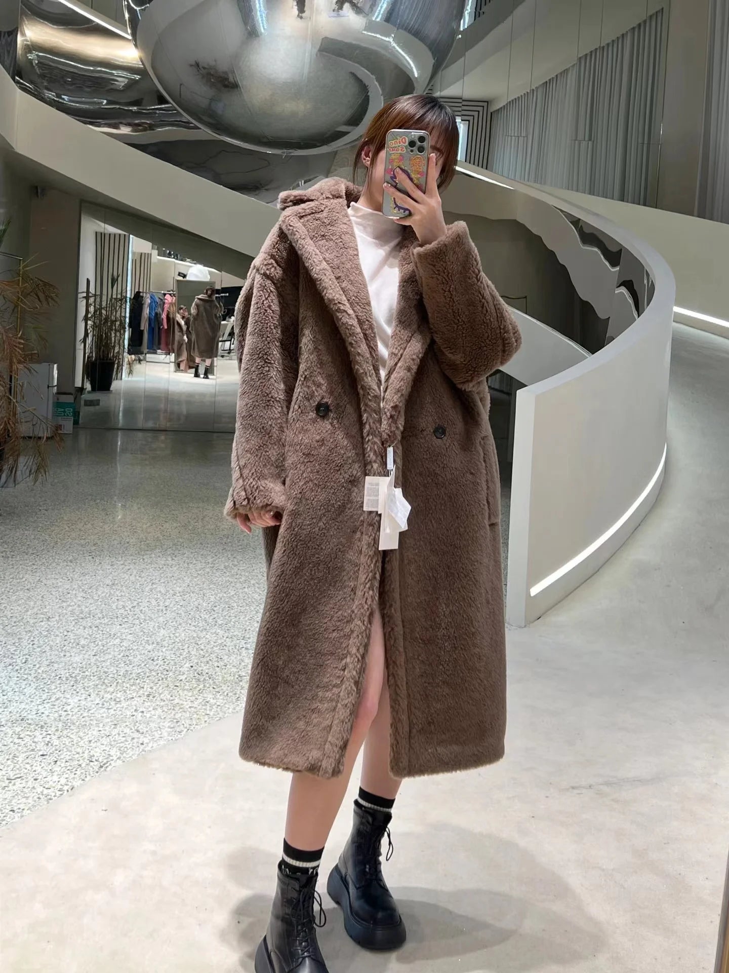 Teddy Bear Coat Women Winter Alpaca Loose Warm Coat Camel Wool Coat Female Classic Casual Lapel Milk White Oversized Loose Coat