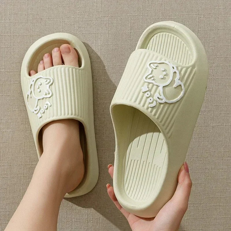 Women Soft Sole House Slippers 2024 Summer Beach Thick Platform Slipper Sandals Women Korean Eva Slippers Couple Home Flip Flop