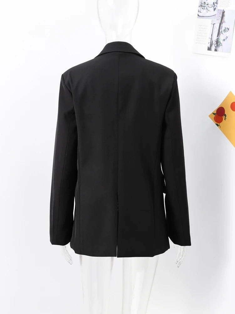 Fashion Solid Lapel Blazer Coat For Women Long Sleeve Single Breasted Suit Jacket Female Autumn Elegant Pocket Lady Chic Outwear