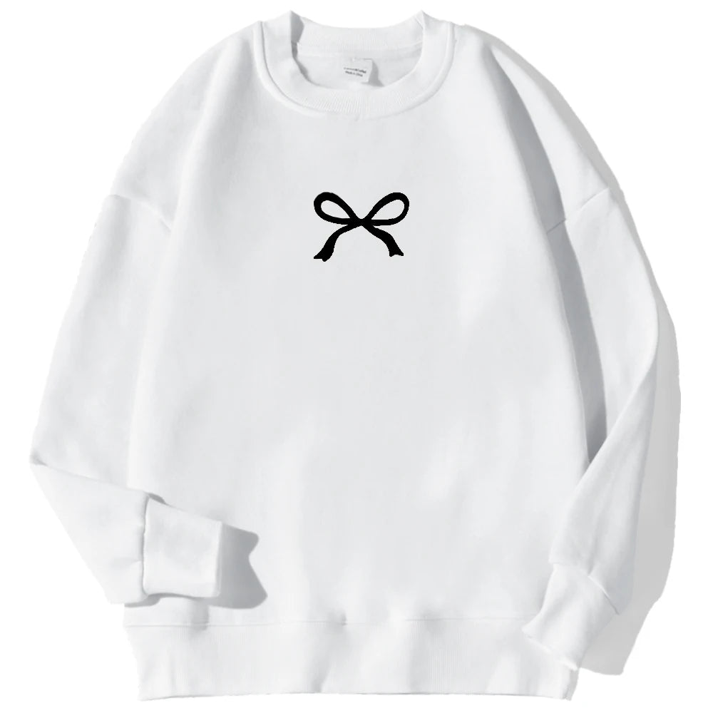 Sweat-shirts décontractés pour femmes Kawaii Bow imprimés graphiques pull confortable chaud surdimensionné sweat à capuche automne polaire doux vêtements féminins