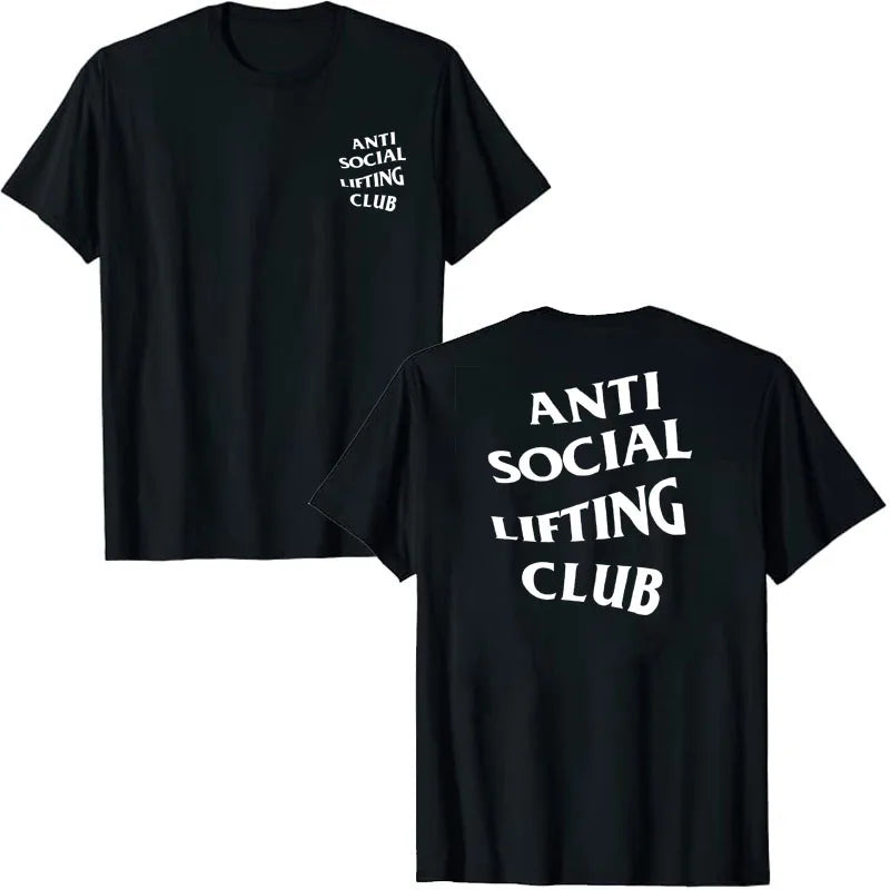 T-shirt Anti Social Lifting Club Exercice Fitness Sports Lettres Imprimées Dictons T-shirt Graphique Hauts Basiques Chemisiers À Manches Courtes