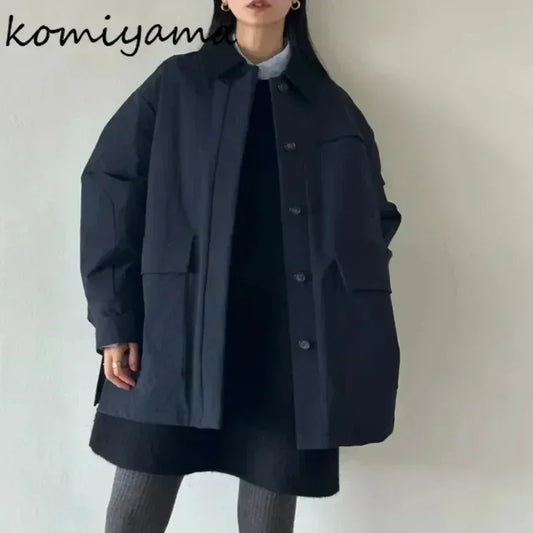 Parkas d'extérieur japonais automne hiver 2025 vestes vêtements à manches longues femmes vestes à simple boutonnage style safari manteaux matelassés