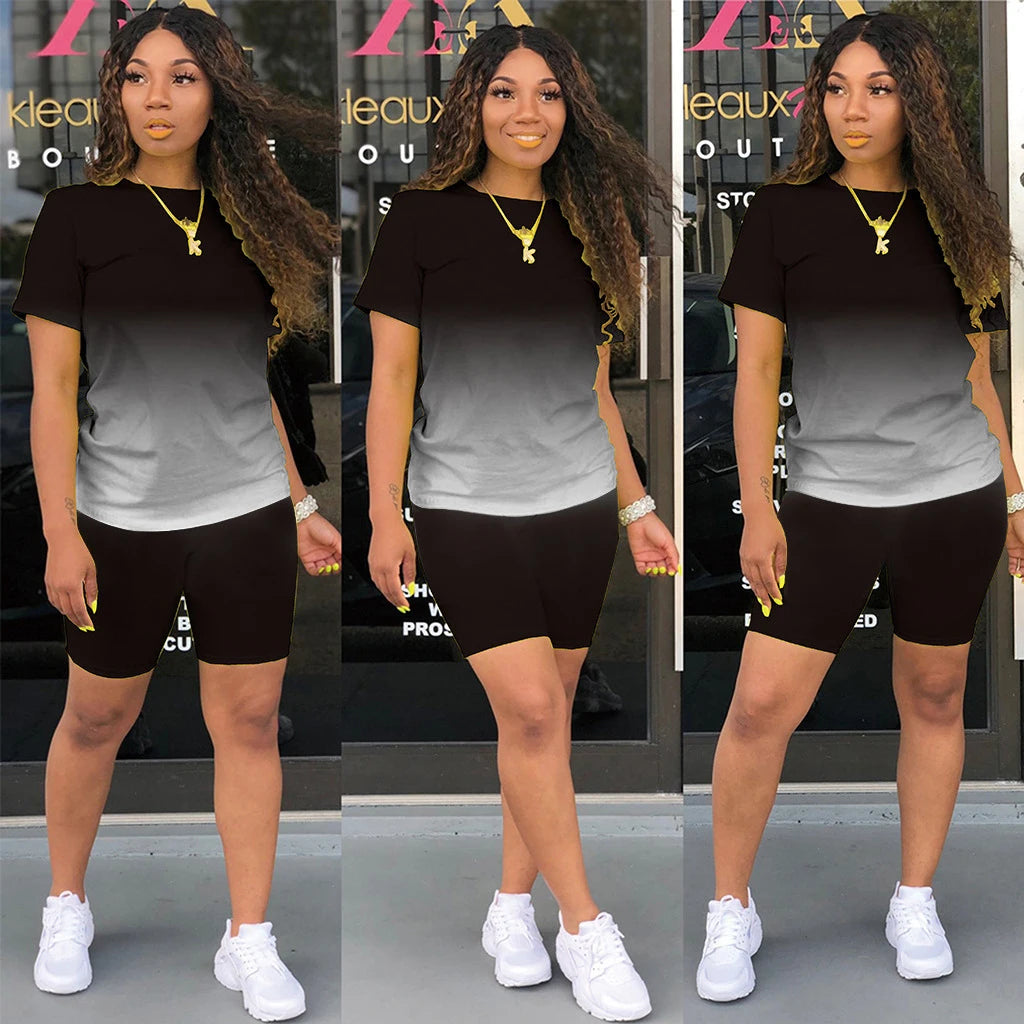 Two Piece Outfits for Women Summer Short Set 2 Piece Outfits Jogger Track Suits Sweatsuits for Women Short Sleeve