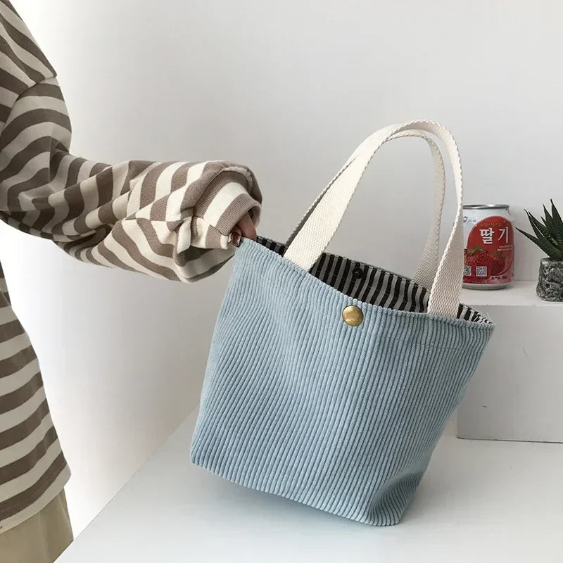 Women Corduroy Tote Bag Corduroy Bags Women's Shoulder Purses Reusable Grocery Shoulder Bag for Office School Shopping Travel