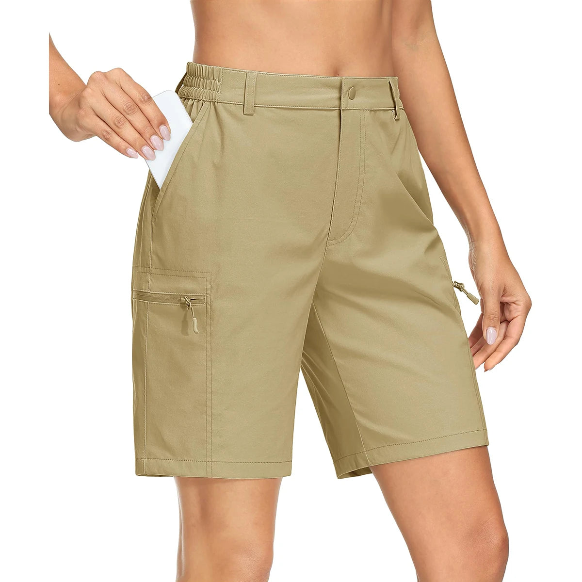 MAGCOMSEN Women's Straight Shorts 4 Pockets Waterproof Quick Dry Lightweight Hiking Travel Summer Everyday Female Shorts