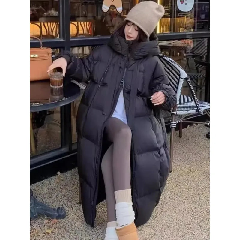 Hiver Nouvelles Femmes Coton Vêtements à Capuche Longueur Version Lâche Vêtements D'extérieur Minceur Col Montant Manteau Mode Chaud Décontracté Parkas