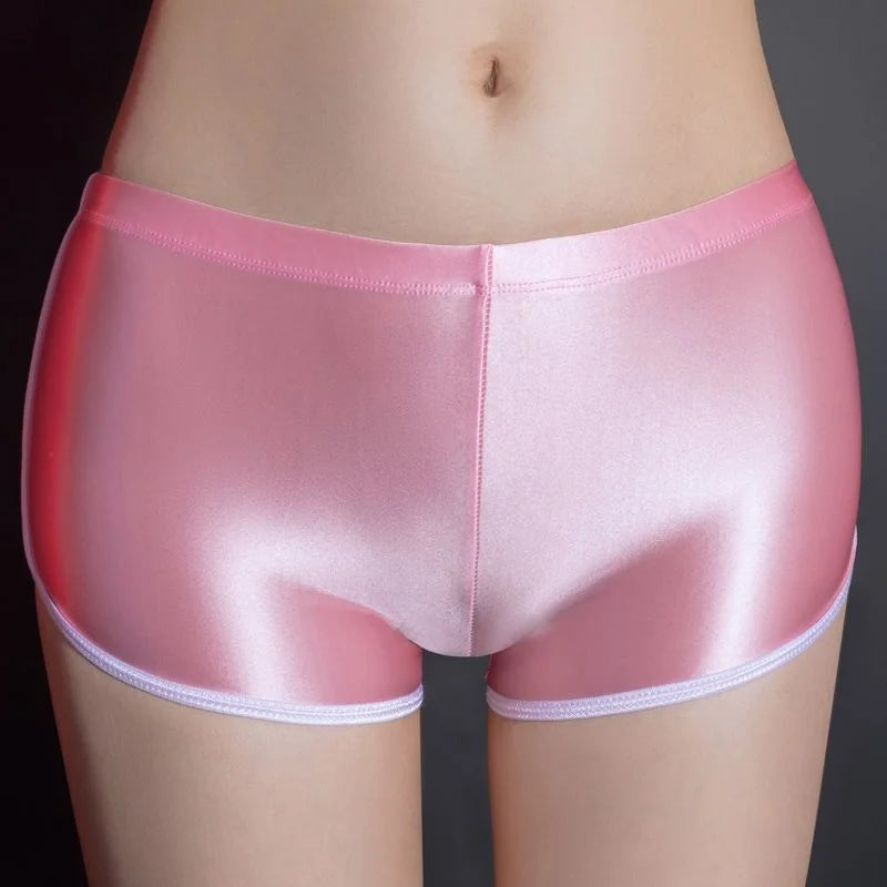 Summer Spring Glossy Women Shorts Elastic Briefs Underpant Women Boxer Panties