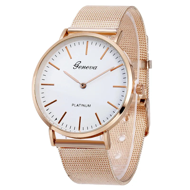 New Famous Silver Casual Geneva Quartz Watch Women Metal Mesh Stainless Steel Dress Watches For Gift Relogio Feminino Hot Clock