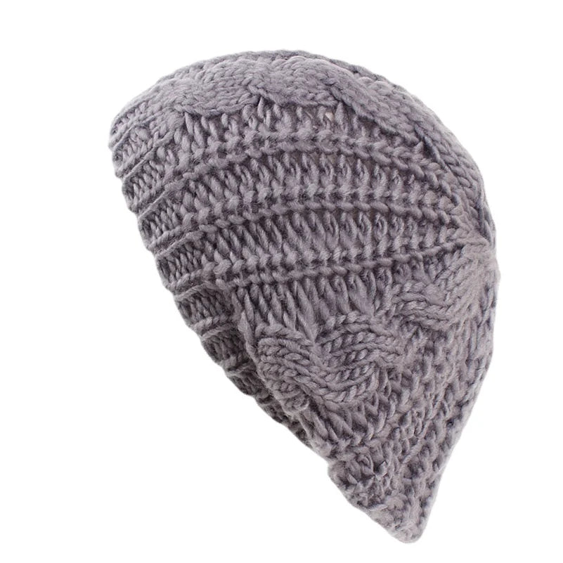 Winter  Knitted  Beanie Hat  For Women  Lady 's Twist knitting Beret   Winter  Solid  Skullies & Beanies