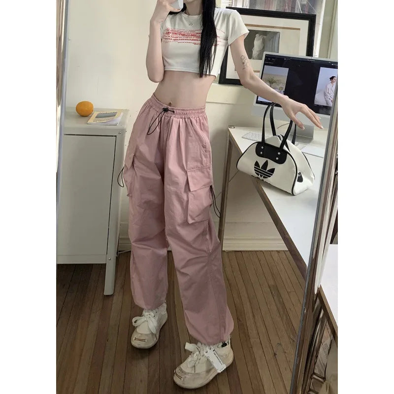 Retro work casual pants for women's summer versatile straight tube drape leggings loose wide leg pants