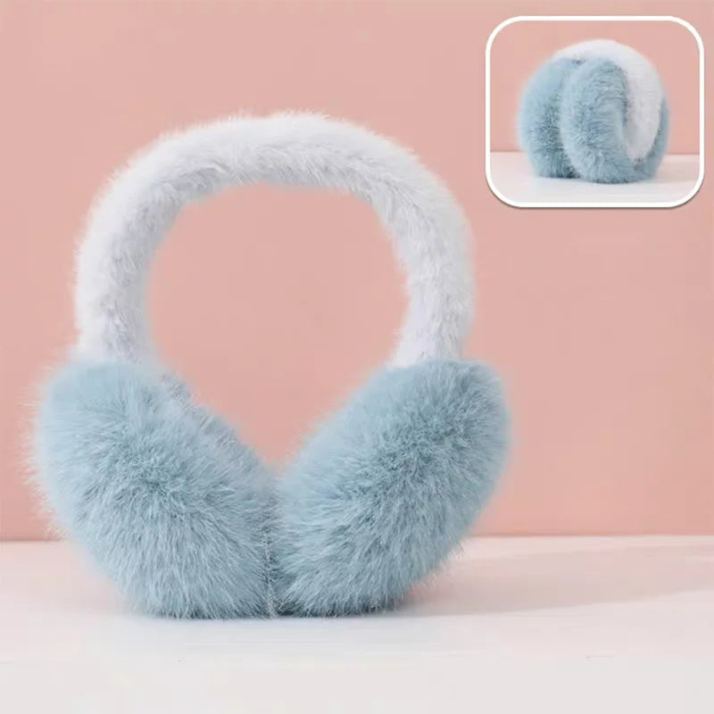 Blue Furs Faux Mink Earmuffs Women's Winter Plush Ear Warm Cycling Skiing Cold Earmuffs Earbags Sweet Girl All-match Commuting