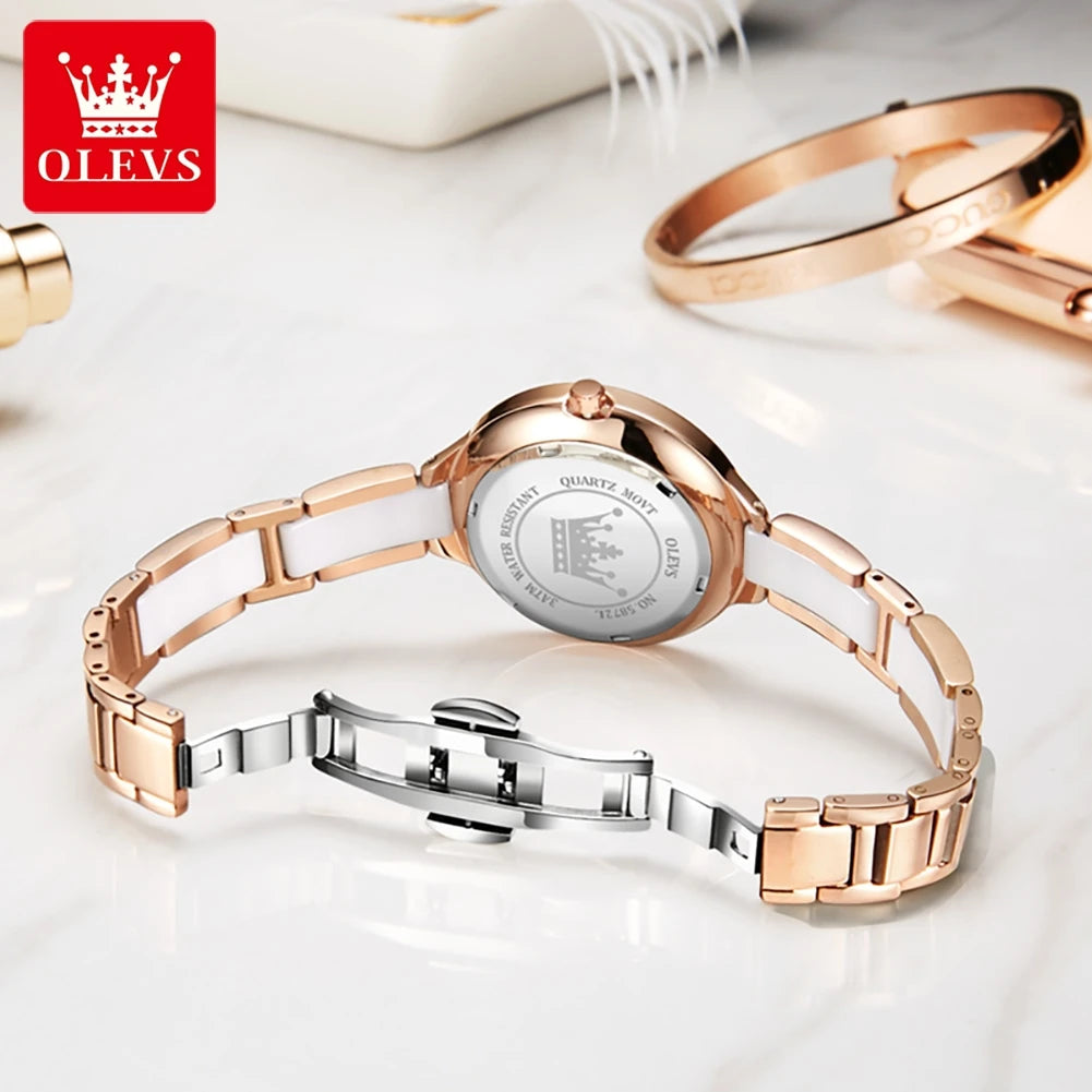 OLEVS 5872 Luxury Top Brand Watch For Women Waterproof Luminous Original Quartz Ladies Wristwatch Fashion Women's Watches