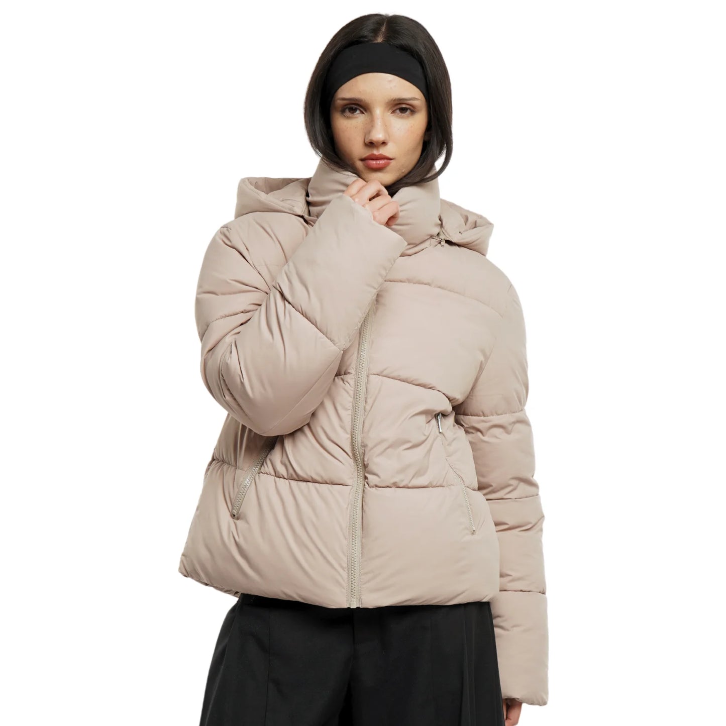 Doudounes d'hiver pour femmes avec capuche amovible, poches zippées, col montant, manteau matelassé chaud pour dames