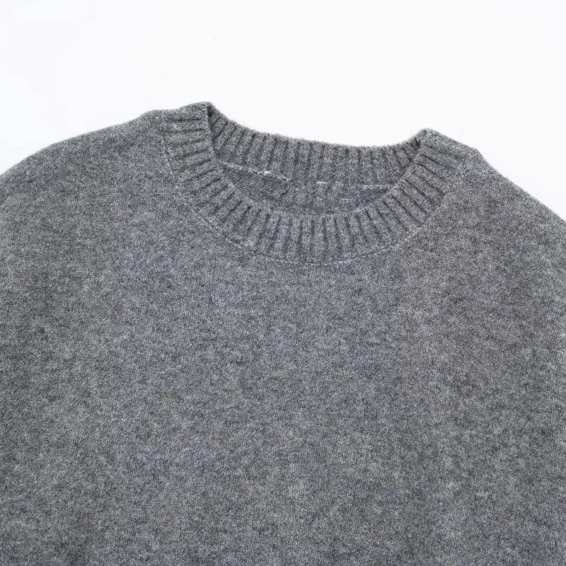 Pull à manches longues et col rond pour femme, tricot simple et chaud, doux et chic, pour l'hiver